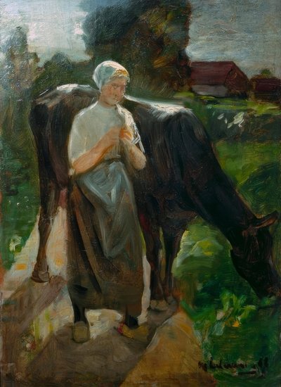 Girl with Cow by Max Liebermann